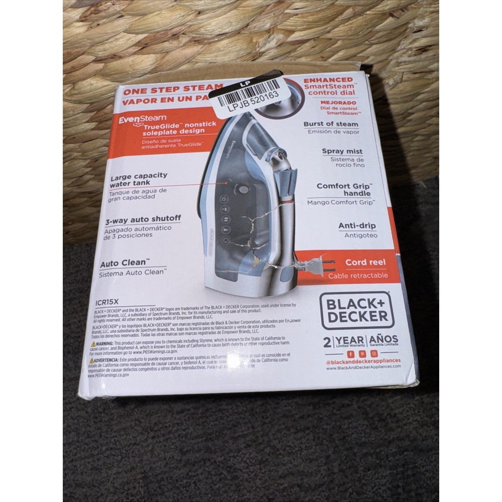 BLACK+DECKER; Steam Iron with Retractable Cord Gray- Brand New In Box (SEE PICS) - Picture 5 of 5